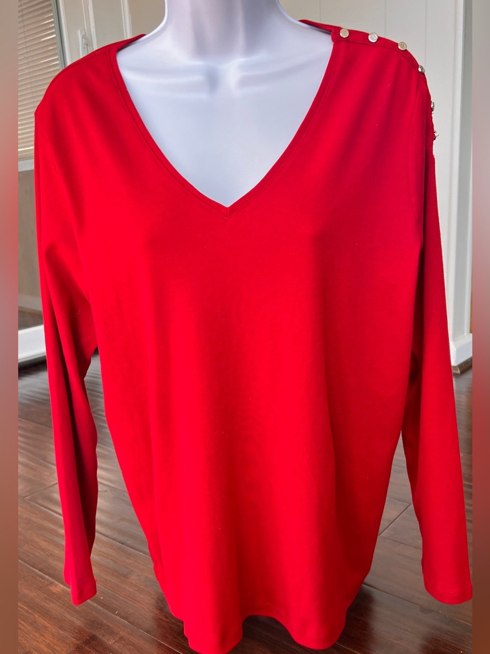 Polo Ralph Lauren V-neck Shirt Top Women’s Shoulder Buttons Size 1X